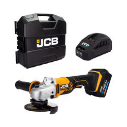 JCB 18V Cordless Angle Grinder with 5.0Ah Battery, Charger & Case