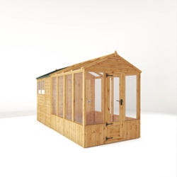 Mercia Woodsman Apex Greenhouse Combi Shed 14 x 6 - Glass Glazing