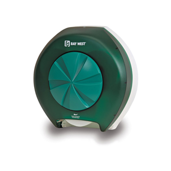 80304 Bay West Revolution Green Translucent 3 Roll Toilet Tissue System Dispenser