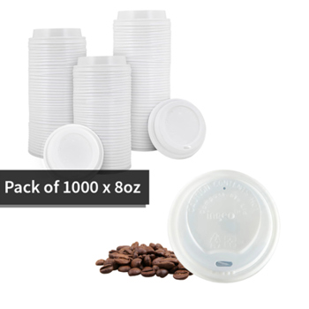 White Compostable Sip-Thru Lid (for 8oz cups)