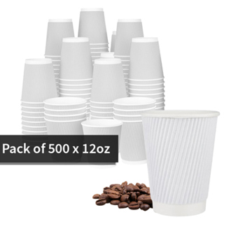12oz White Ripple Wall Paper Cups