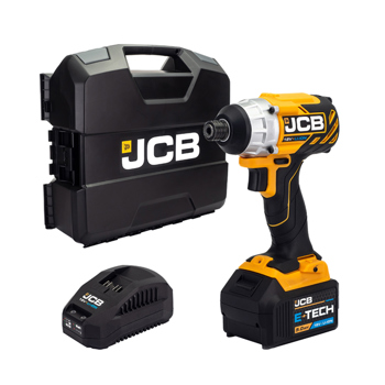 JCB 18V Brushless Cordless Impact Driver with 5.0Ah Battery, Charger & Case