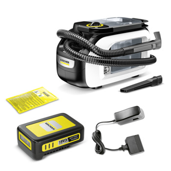 Karcher SE 3-18 Compact Cordless Carpet Cleaner with Battery & Charger (White)