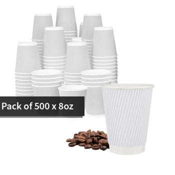 8oz White Ripple Cups