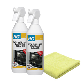 HG Oven, Grill & Barbecue Cleaner with Microfibre Cloth (Pack of 2)