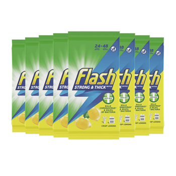 Flash Strong & Thick Anti-Bac Lemon Wipes (8 x Pack of 24)