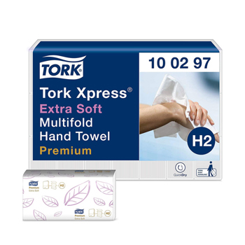 Tork 100297 Xpress Extra Soft Multifold 2 Ply White Hand Towels