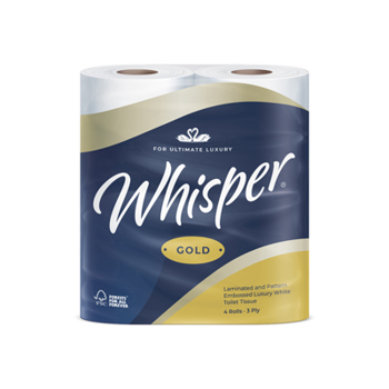 Whisper Gold 3 Ply White Luxury Toilet Roll (Pack of 40)