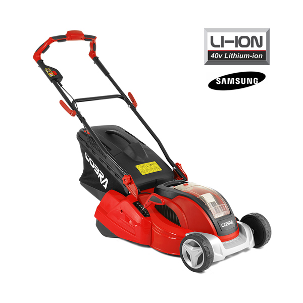 Cobra RM4140V 41cm 40v Cordless Rear Roller Lawn Mower with Battery & Charger (Hand Propelled)