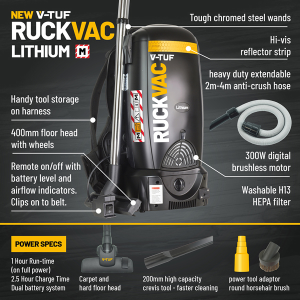 V-TUF M-Class RUCKVAC-Ion Cordless Backpack Vacuum