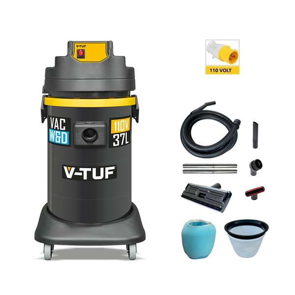 V-TUF W&D 37L Heavy Industrial Wet & Dry Vacuum (110v)