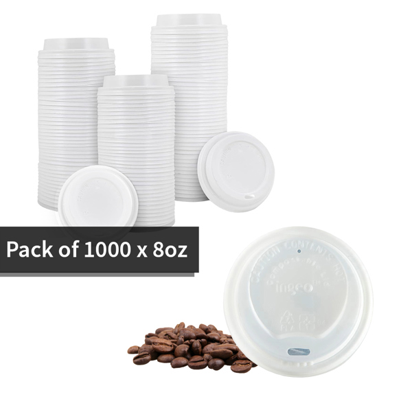 White Compostable Sip-Thru Lid (for 8oz cups)