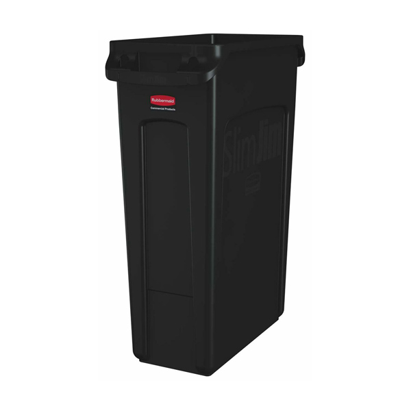 Rubbermaid Slim Jim Vented Waste Bin 87L (Black)