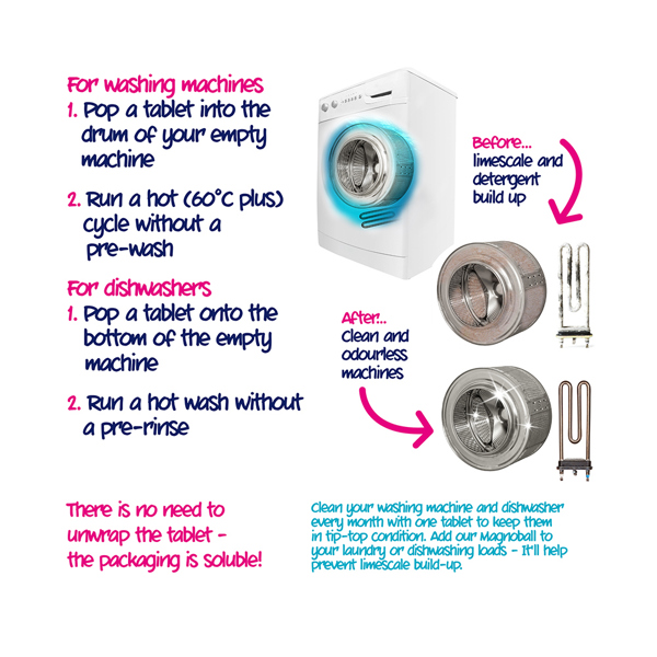 Ecozone Washing Machine & Dishwasher Cleaner (Fragrance Free - 6 Tabs)