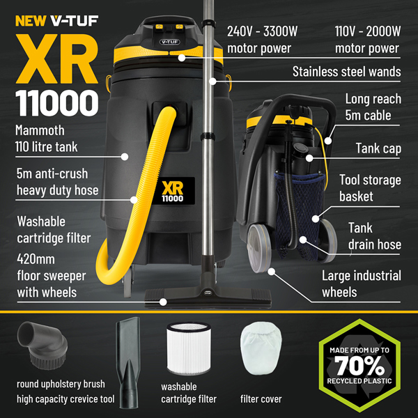 V-TUF XR11000 Industrial Wet & Dry Vacuum (110v)