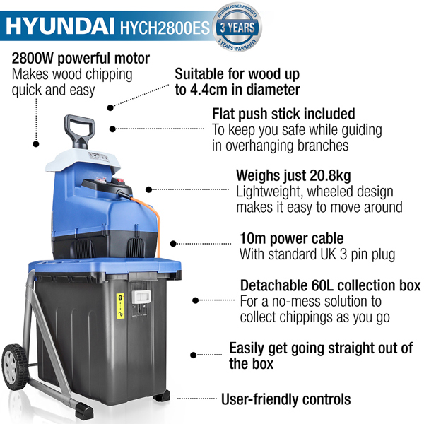 Hyundai HYCH2800ES Quiet Electric Garden Shredder