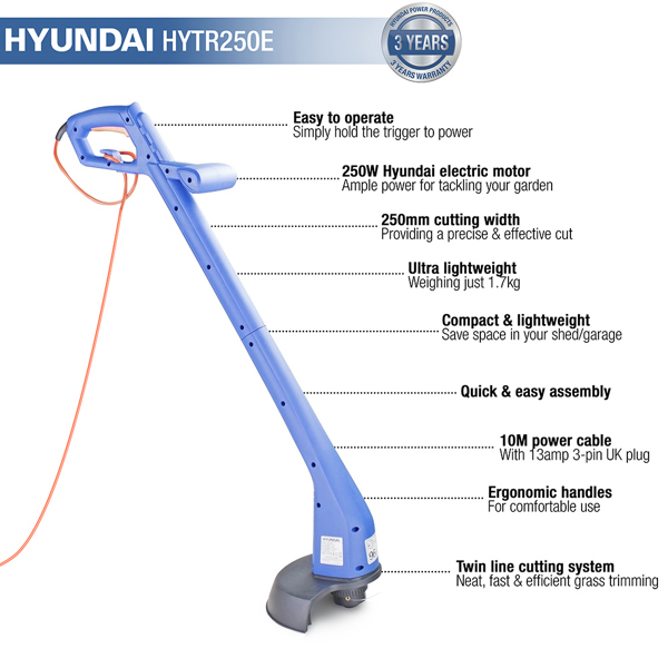 Hyundai HYTR250E 25cm Electric Grass Trimmer