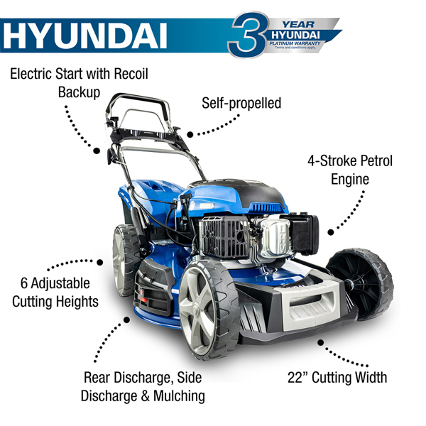 Hyundai HYM560SPE 56cm 4-Stroke Petrol Lawn Mower (Self Propelled)