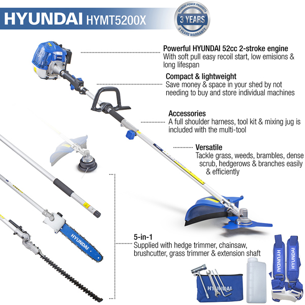 Hyundai HYMT5200X 5-in-1 Petrol Multi-Tool System