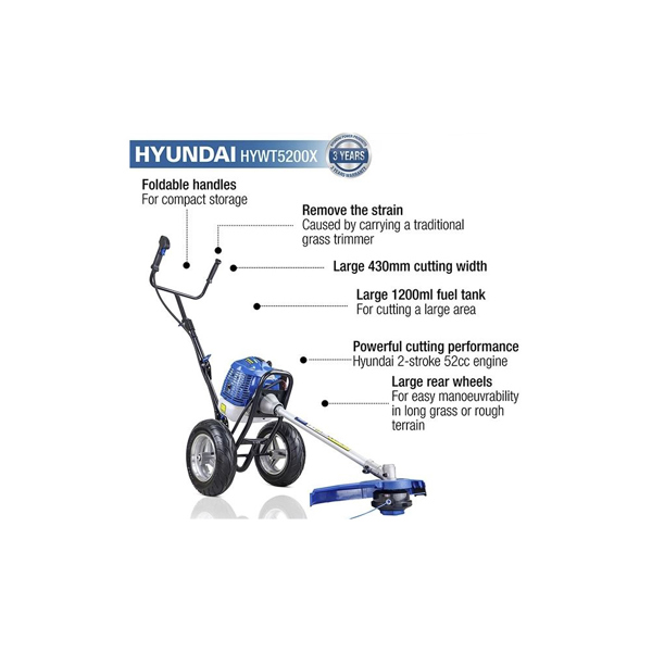 Hyundai HYWT5200X 43cm Petrol Wheeled Trimmer