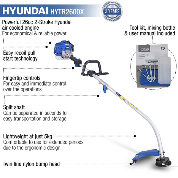 Hyundai HYTR2600X 38cm Petrol Grass Trimmer