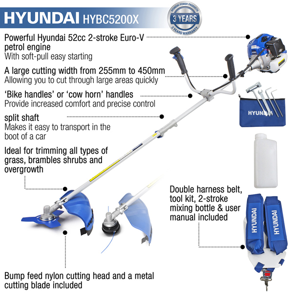 Hyundai HYBC5200X 2-in-1 Petrol Grass Trimmer & Brushcutter
