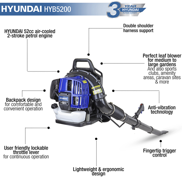 Hyundai HYB5200 Petrol Backpack Leaf Blower