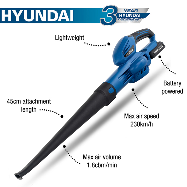 Hyundai HY2189 20V Cordless Leaf Blower with Battery & Charger