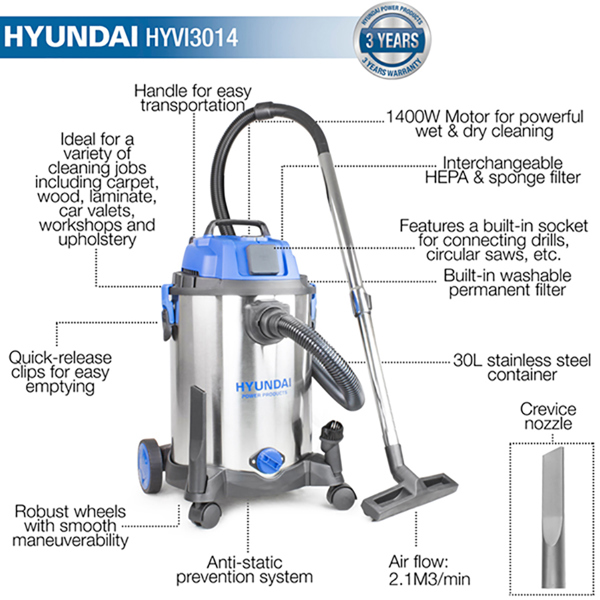 Hyundai HYVI3014 Wet & Dry Vacuum
