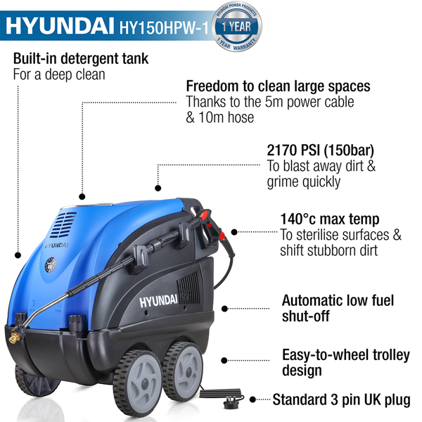 Hyundai HY150HPW-1 Hot Water Pressure Washer