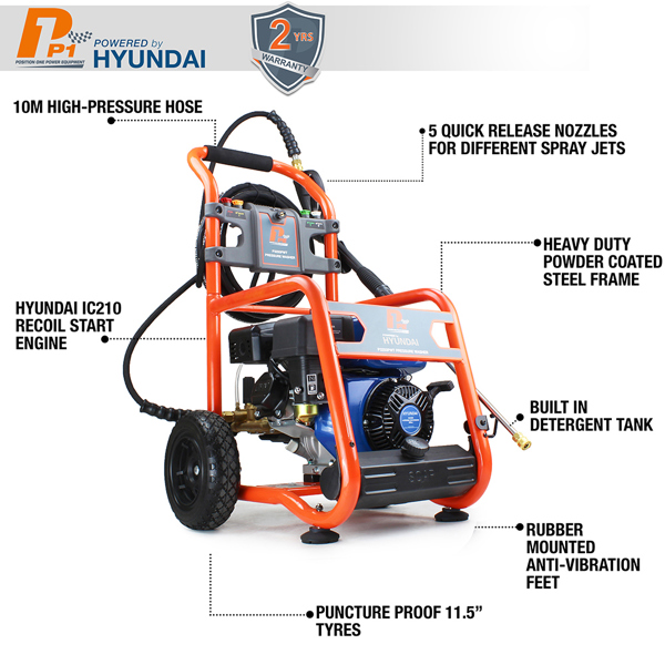 P1 Hyundai Powered P3200PWT Petrol Pressure Washer