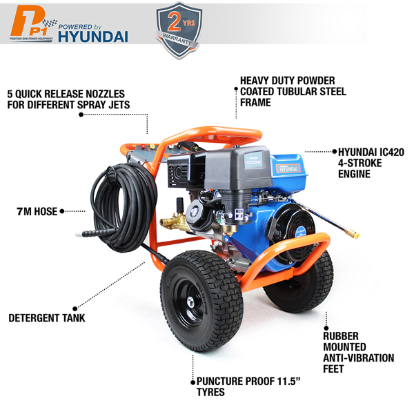 P1 Hyundai Powered P4200PWT Petrol Pressure Washer