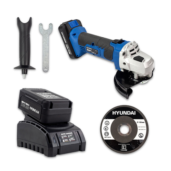 Hyundai HY2179 20V Cordless Angle Grinder with 4.0Ah Battery & Charger