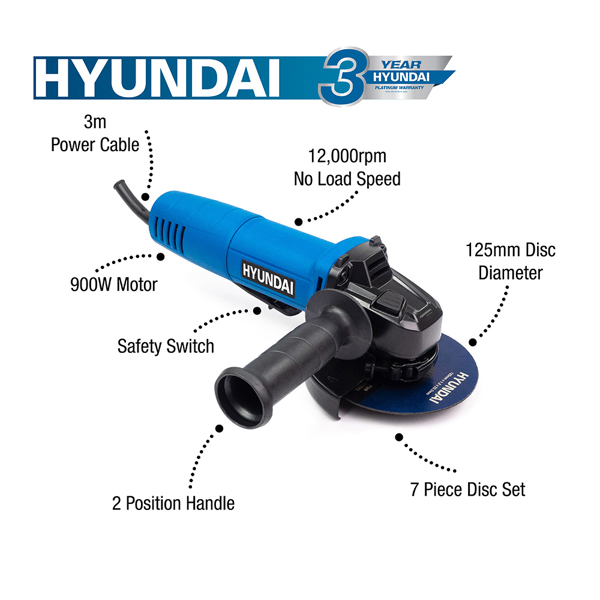 Hyundai HYAG900E Electric Angle Grinder