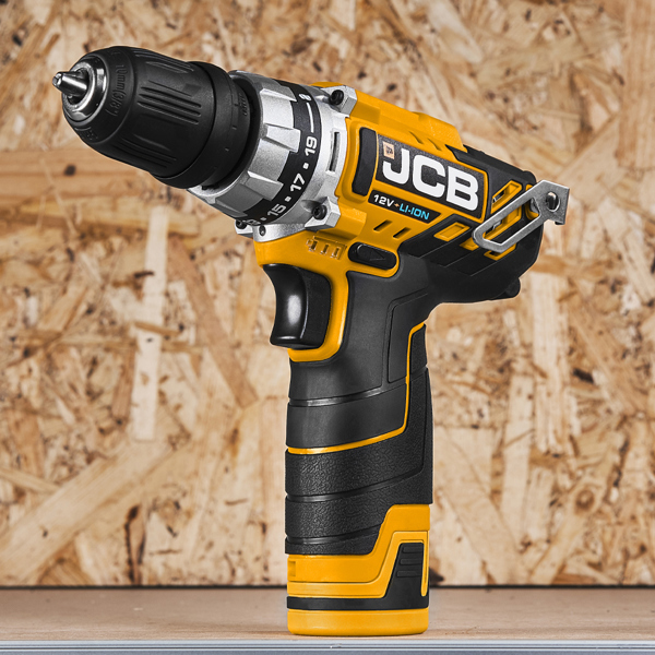 JCB 12V Cordless Combi Drill & Impact Driver Twin Pack with 2 x 2.0Ah Batteries, Charger & Case