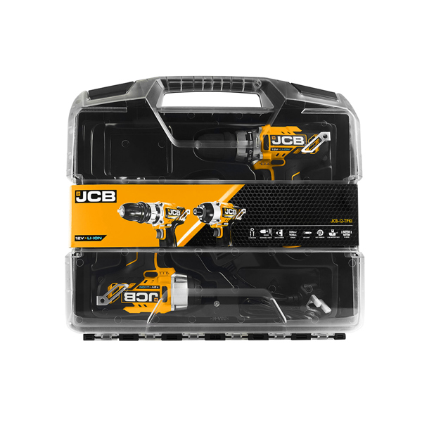 JCB 12V Cordless Combi Drill & Impact Driver Twin Pack with 2 x 2.0Ah Batteries, Charger & Case