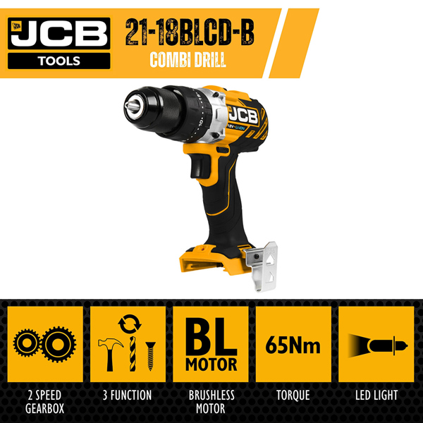 JCB 18V Brushless Cordless Combi Drill (Bare)