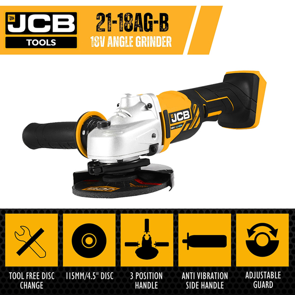 JCB 18V Cordless Angle Grinder (Bare)