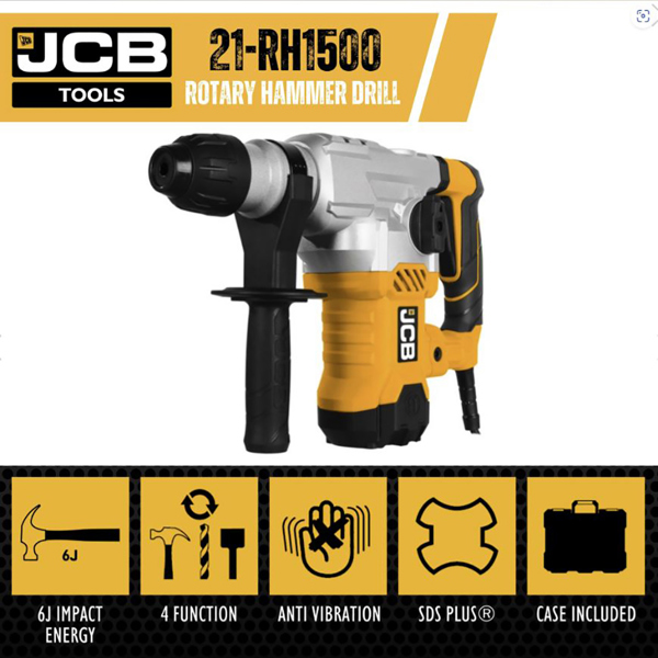 JCB 1500W Electric SDS Plus Rotary Hammer Drill