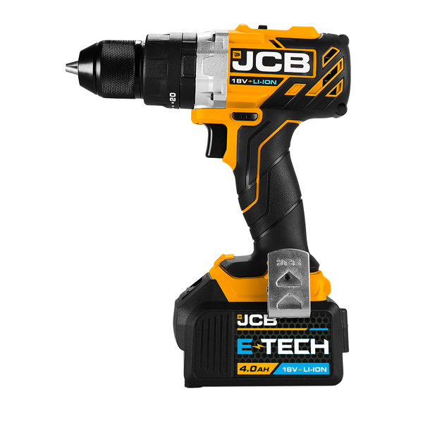 JCB 18V Brushless Cordless Combi Drill with 2 x 4.0Ah Batteries, Charger, Case & Bit Set