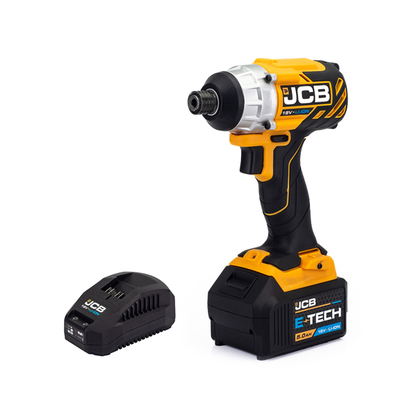 JCB 18V Brushless Cordless Impact Driver with 5.0Ah Battery & Charger