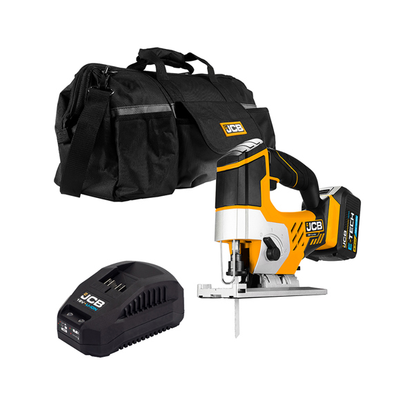 JCB 18V Cordless Jigsaw with 4.0Ah Battery, Charger & Kit Bag