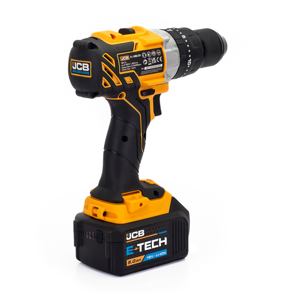 JCB 18V Brushless Cordless Combi Drill & Impact Driver Twin Pack with 2 x 5.0Ah Batteries, Charger & Case