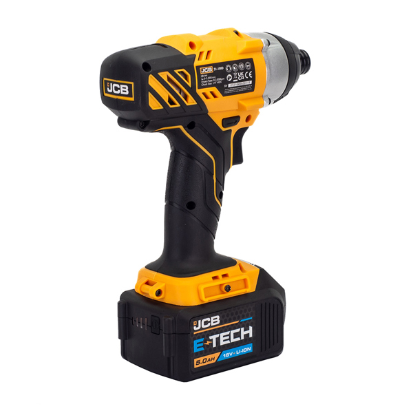 JCB 18V Cordless Combi Drill & Impact Driver Twin Pack with 2 x 5.0Ah Batteries, Charger & Case