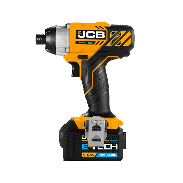 JCB 18V Cordless Drill Driver & Impact Driver Twin Pack with LED Inspection Light, 2 x 4.0Ah Batteries, Charger & Case