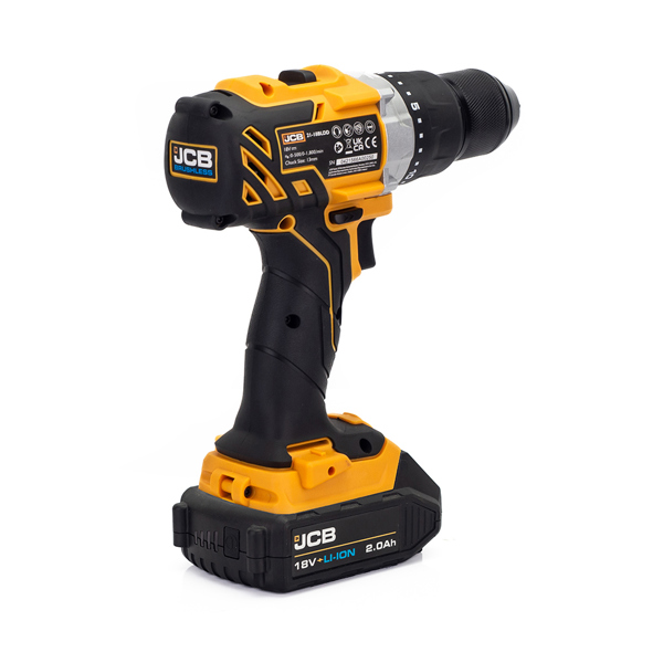 JCB 18V Brushless Cordless Drill Driver with 2.0Ah Battery, Charger, Case & Bit Set