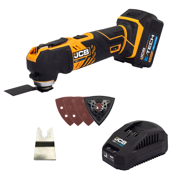 JCB 18V Cordless Combi Drill & Multi-Tool Twin Pack with 2 x 5.0Ah Batteries, Charger & Kit Bag