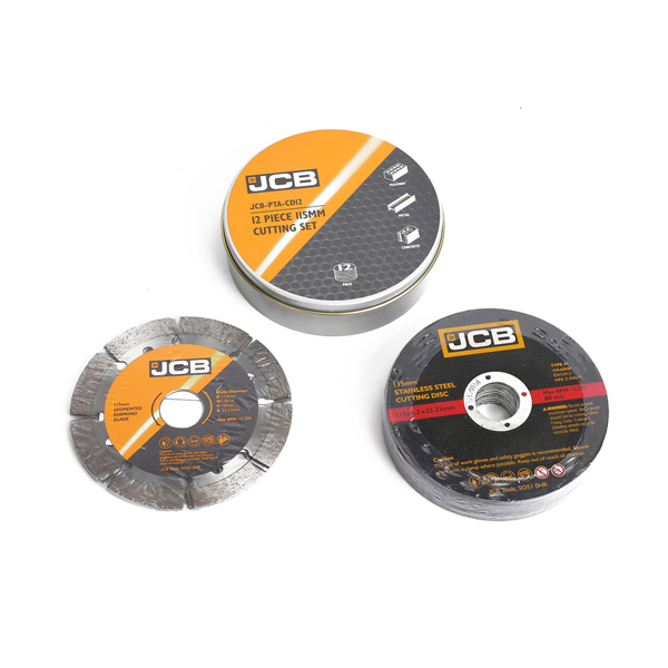 JCB 12-Piece Angle Grinder Cutting Disc Set (115mm)