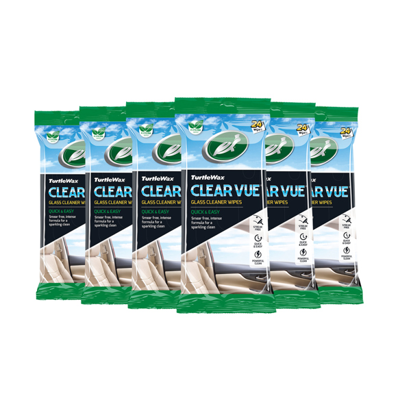 Turtle Wax Clear Vue Glass Cleaner Wipes (6 x Pack of 24)