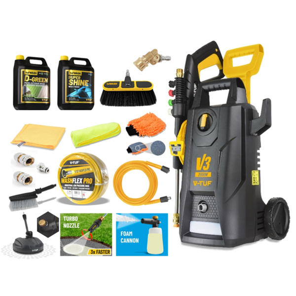 V-TUF V3-240 X2 2175psi 150Bar, 7.5L/min DIY Portable Electric Pressure Washer - Master Pro Patio & Car Cleaner Kit 